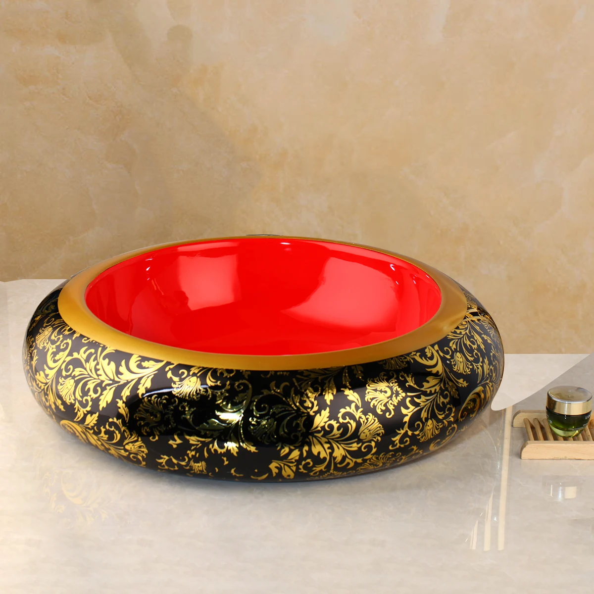 Only Basin Ванная комната, ручная роспись, глазурованная раковина, набор, роскошный золотой кран, столешница, раковина для раковины, одиночная ручная раковина, горячий смеситель, водопроводный кран - Цвет: Only Basin