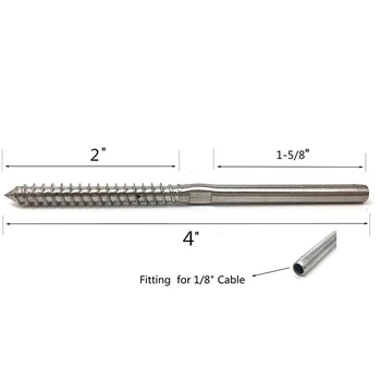 

New 30 Pairs Left&Right Hand Thread Lag Screws for 1/8 inch Cable Railing Stair DeCk Railing for Wood Post Lag Screw Swage Syste