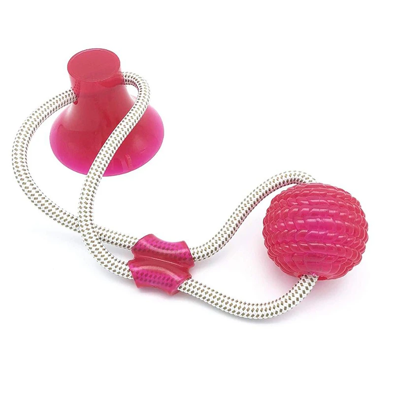 Multifunction Pet Molar Bite Dog Toys Rubber Chew Ball Cleaning Teeth Safe Elasticity Soft Puppy Suction Cup Dog Biting Toy - Цвет: Красный