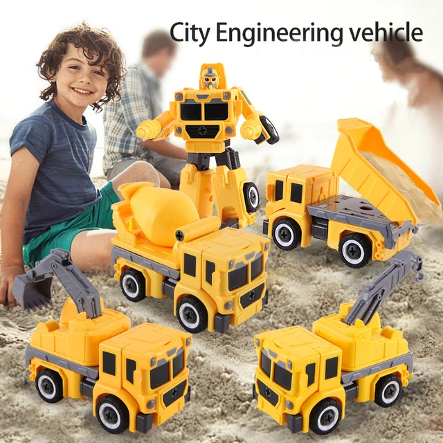 Robot Disassembly Loading Unloading Engineering Truck Excavator Bulldozer Kids Robot Boys Creative Tool Education Toys Car Model 1
