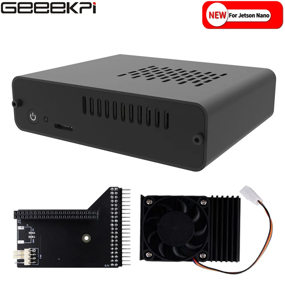 Deskpi Case para Jetson Nano ai Desenvolvimento Kit Cooler Pwm Ventilador Nuc Estilo Liga de Alumínio Traseiro Acrílico Painéis Faça Você Mesmo Evitar Confuso Cabo
