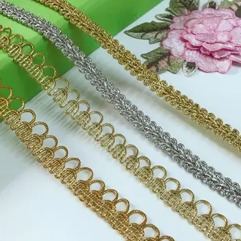 

10Yards 10MM Trim Sewing Lace Gold Silver Centipede Braided Lace Ribbon Home Party Decoration DIY Clothes Curve Lace Accessories