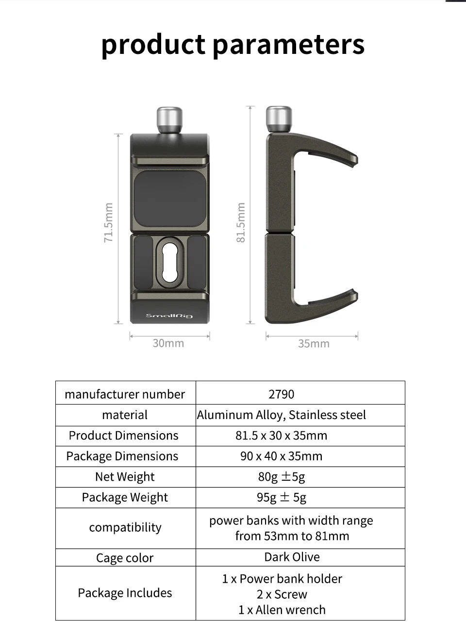 SmallRig Universal Power Bank Halter für iPhone 17 DSLR für Sony Kamera Handy Power Bank Clamp Video Shooting Support Rig – Detail 7