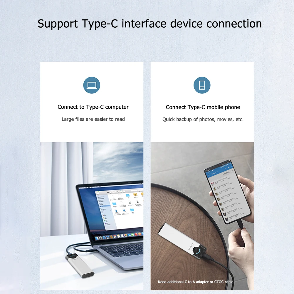 External Hard Drive Case Ssd Enclosure Hard Drive Adapter Ssd Adapter External Hard Drive Box Hard Disk Case Hard Drive Enclosure Hdd Case Enclosure Lenovo M2 SSD Case, M.2 to USB 3.1 Gen 2 NVMe SSD Enclosure for nvme PCIE M Key,NGFF SATA B (B+M) Key SDD Hard Disk Box adapter