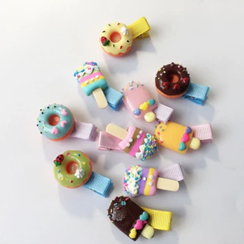 

Hairpin Children Girls Barrettes Headdress Clips Ornament Accessories Colored Popsicles Donut