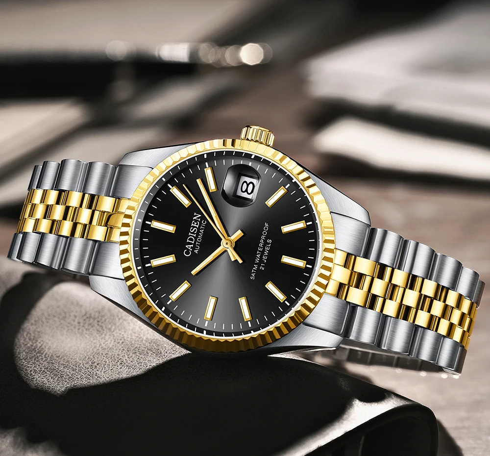 CADISEN Men Mechanical Wristwatches Top Brand Luxury Automatic Watch Business Stainless Steel Waterproof Lumious Watch for Men