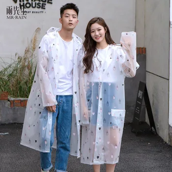 

Transparent New Fashion Women's Raincoat Plastic Girls Travel Waterproof Coat Rainwear Adult Poncho Outdoor Rain Coat 6RTH02