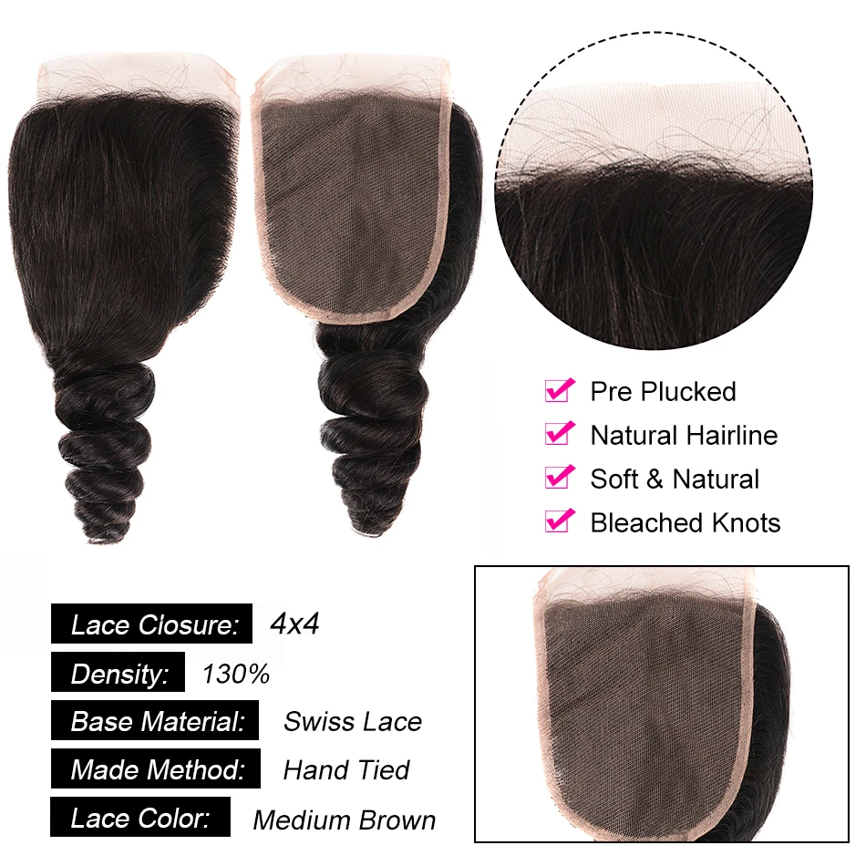 Волосы шуангья малазийские свободные волнистые в наборе с закрытием 3 пучка с закрытием Remy человеческие волосы пучки с закрытием