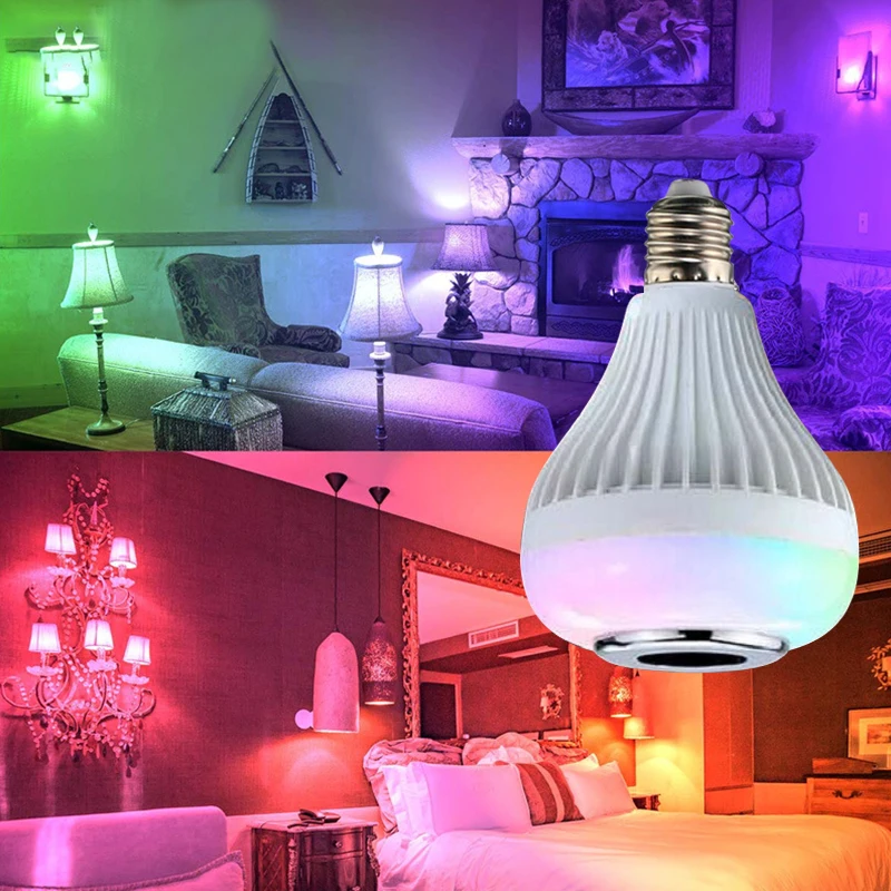 Светодиодный RGB светильник E27 с лампочками беспроводной bluetooth динамик