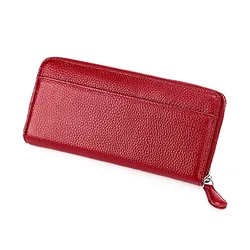 2021 New Leather Long Wallet Men's And Women's Organ Card Holder Leather Casual Multi-Pocket Coin Purse RFID Wallet Clutch