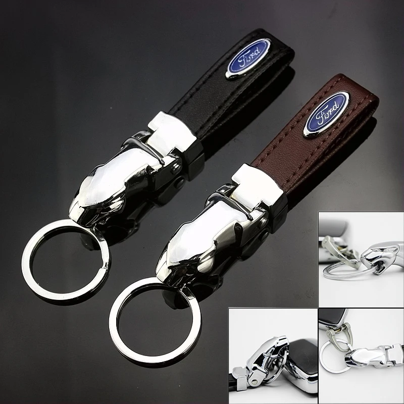 

1pcs Metal Leather Key Chains Rings Holder Car Keyring KeyChain for Ford Mk2 Mk3 Mk4 Mk5 Mk7 Fiesta Focus FOCUS 2 3 Car gadgets