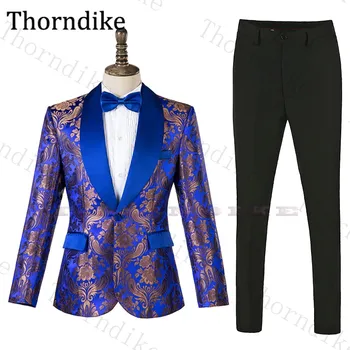 

Thorndike Shawl Lapel Tuxedos Prom Suit Blazer & Pants for Wedding Custom Made Floral Print Wedding Dress Suit For Men Tuxedos