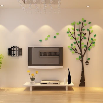 

New Green Tree Wall Stickers Living Room Tv Background 3d Acrylic Crystal Stickers Diy Home Bedroom Wall Decor 3d Stickers W