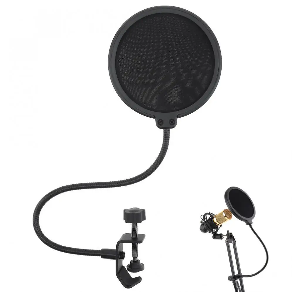 

Practical Double Layer Studio Microphone Flexible Wind Screen Mask Mic Pop Filter Shield for Speaking Studio Singing Recording