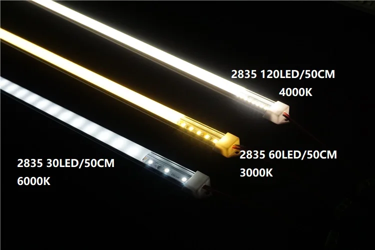 12VDC 50 см 20 дюймов светодиодный светильник для шкафа, диодный Невидимый плоский профиль с 2835 2 Вт 6 Вт 9 Вт Светодиодная лента, u-образная жесткая линейная лента