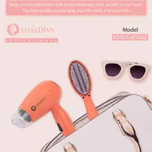 HairDiva мини-авто двойной набор напряжения для путешествий фен и выпрямитель для волос щетка фен с ионной щеткой для выпрямления волос