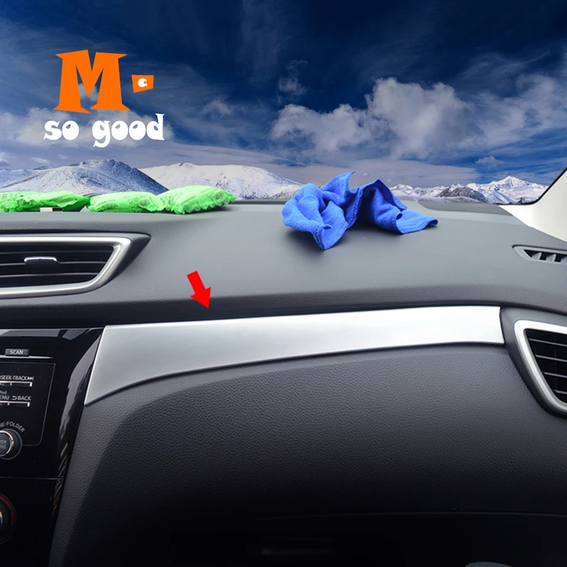 

2014 2015 2016 2017 2018 For Nissan X-Trail T32 Rogue Glove Box Panel Trim Center Console Dashboard Cover ABS Chrome Accessories