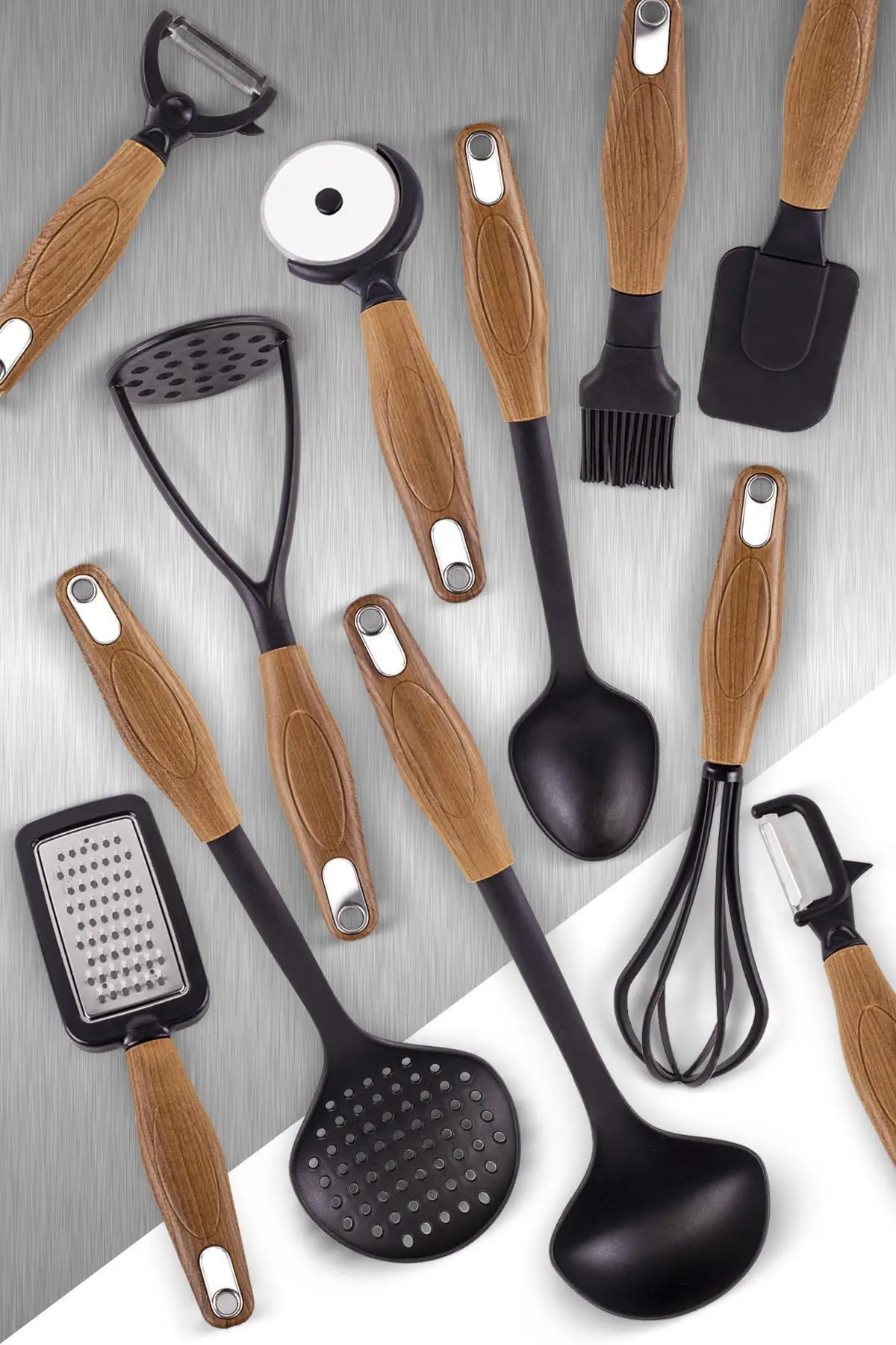 

Wooden 11 Piece Kitchen Set Wood Handle Ergonomically Designed Stylish Beautiful Showy Decorative