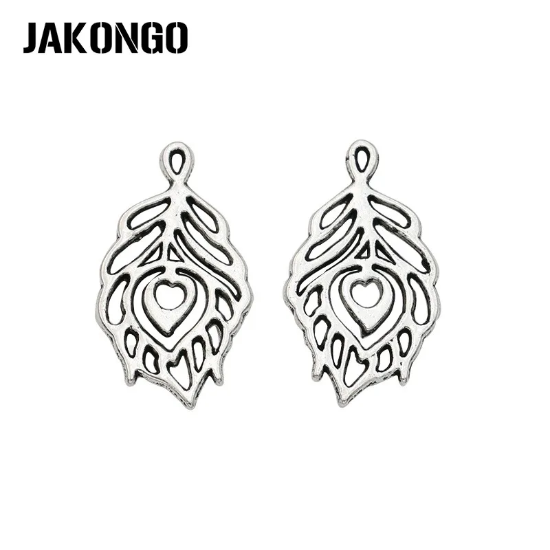 JAKONGO 20 шт. тибетские посеребренные полые подвески в виде листьев аксессуары