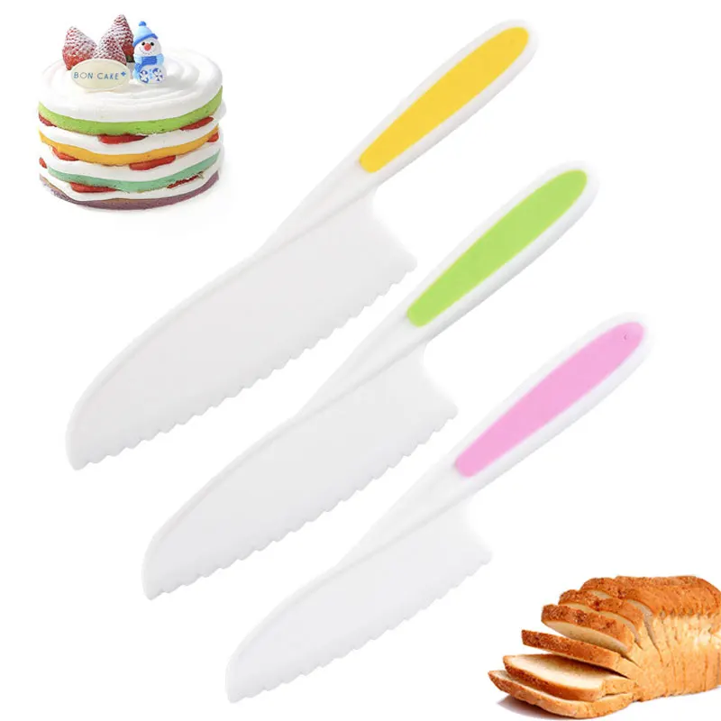 3pcs Sawtooth Cutter Plastic Fruit Knife Safe Kitchen Knife Kids Chef