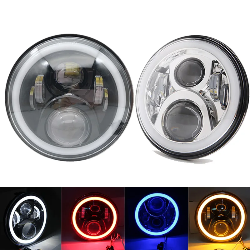 

7"60W Round LED Head Lamp With DRL Angle Eyes Halo For Honda Headlight CB 400 500 1300 Hornet 250 600 900 VTE Motorcycle
