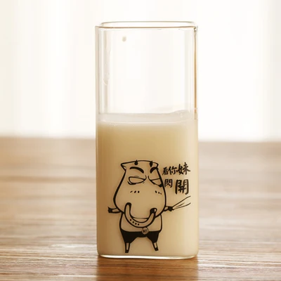 Милые стеклянные креативные домашние молочные чашки с принтом Студенческая квадратная чашка с теплым завтраком чашка с Сиппи LB831164 - Цвет: MT