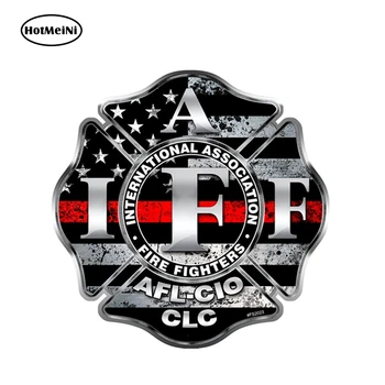 

HotMeiNi 12cm x 12cm REFLECTIVE Firefighter IAFF Thin RED Line Sticker Vinyl Decal Fire Personality Waterproof Accessories