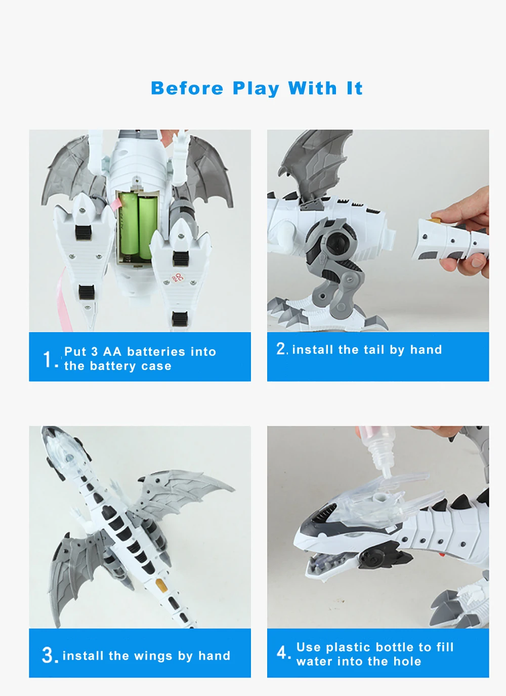 White Spray Electric Dinosaur Mechanical-5