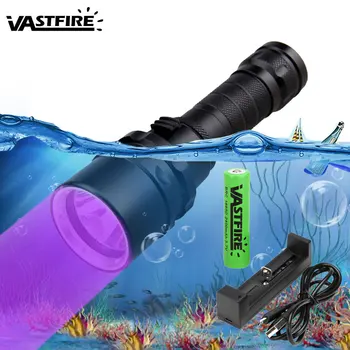 

Scuba Diving Underwater 100M XPE UV 10W LED 395-492nm Durables Super Waterproof Flashlight Torch with 18650