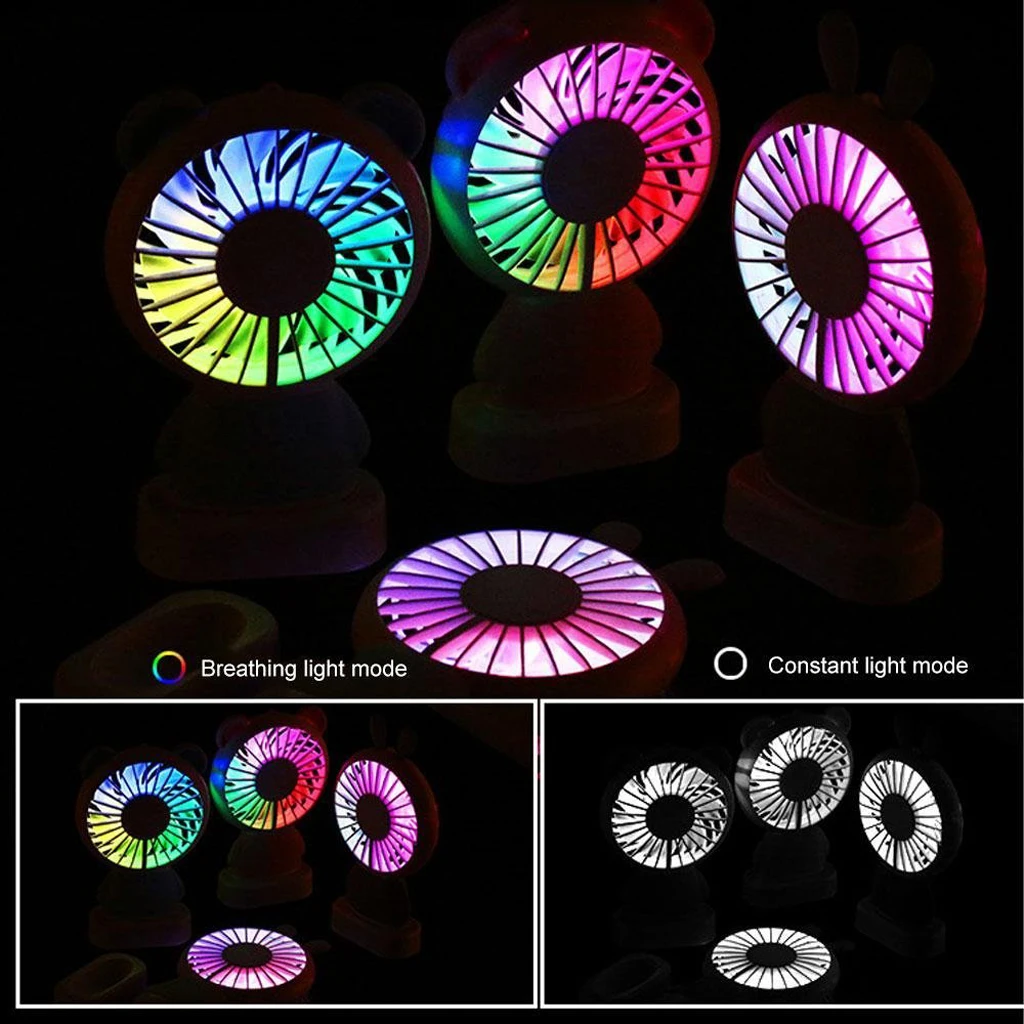 Usb Fan Mini Desk Fan USB Socket Powered 2 Speed, 2 Level Color Changing Led Fan Desk Fan Personal Fan Desktop Fan