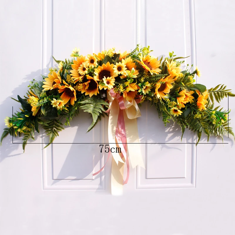 シミュレーションひまわりローズ花輪籐手作り装飾飾り花輪ホーム壁ドアクリスマス結婚式の装飾 Artificial Dried Flowers Aliexpress