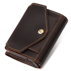 Porte monnaie Vintage à blocage RFID pour hommes, étui automatique pour cartes de crédit, porte monnaie d'affaires, poche pour pièces de monnaie 