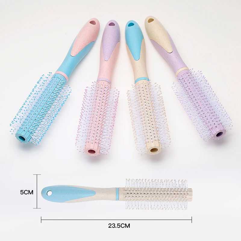 

Curly Hair Comb Macarons Wheat Straw Eco-friendly Massage Cylinder Roll Hair Brush Barber Accessories Hair Styling Wholesele
