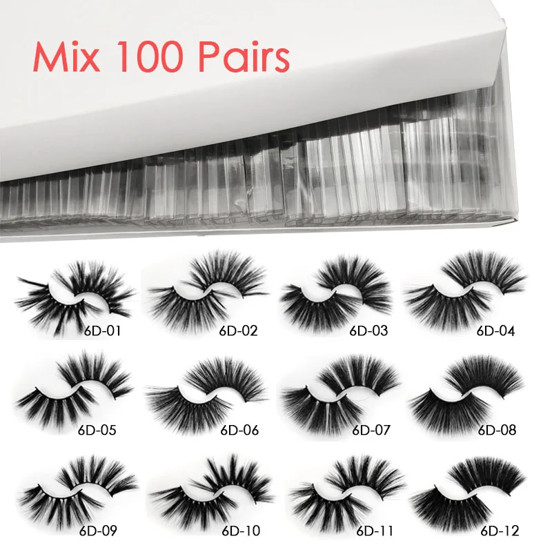 Mix 100 pairs YSDO с фокусным расстоянием 25 мм ресницы серо-коричневого цвета,, 20 Вт, 30 Вт, 40/50/100 набор кистей для макияжа, 3D ресницы серо-коричневого цвета с фокусным расстоянием 25 мм длинных накладных ресниц драматический ресницы «maquiagem» - Цвет: Mix 100 pairs