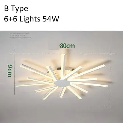 B Type 6 Chandelier Креативный современный белый люстра светильник для гостиной, спальни, отеля светильник ing акриловый абажур светодиодный потолочный светильник с пультом дистанционного управления - Цвет абажура: B Type 6 Chandelier