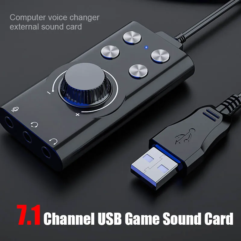 

Computer Voice Changer USB7.1 External Sound Card Clear Sound Quality Game Voice Sound Card FKU66