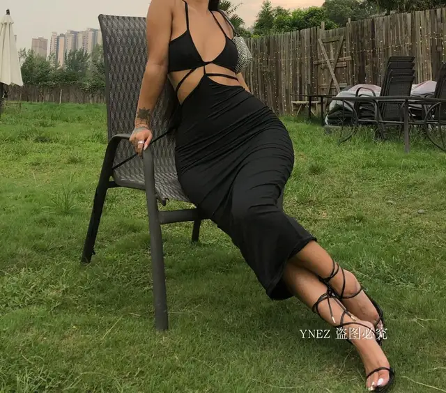 KGFIGU Summer Dresses For Women 2021 Bandage Robe Femme Solid Black Sexy Cute Vestidos Sleeveless Drop Shipping Strap Clothing 1