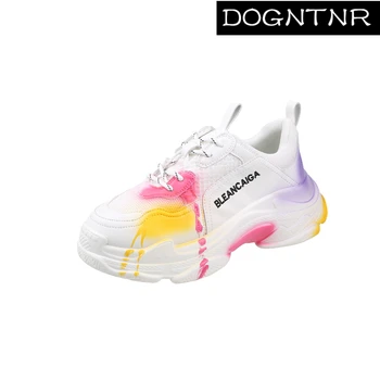 

DOGNTNR Sneakers Ladies Casual Shoes Ladies Thick-soled Sneakers Ladies Art Graffiti White Thick-soled Shoes Basket Femme
