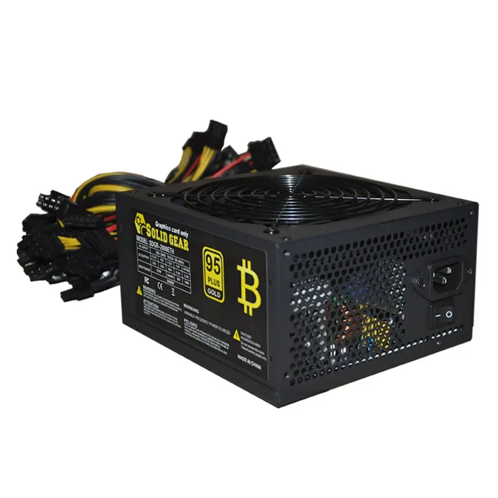 

2000W ATX Gold Mining Power Supply SATA IDE 8 GPU for ETH BTC Ethereum Coin Miner Support 8 Graphics Card Power Supply