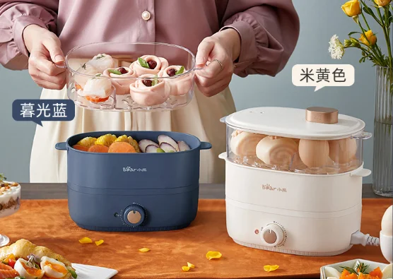 Household small double-layer timer automatic power off unattended breakfast magic egg poacher J03