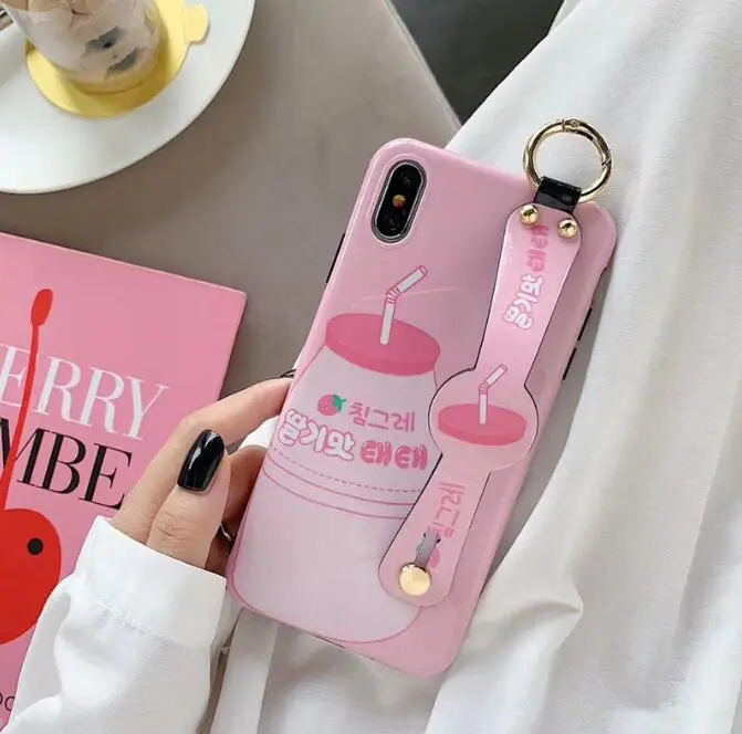 K DISCASE наручный держатель чехол для телефона iPhone 7 8 Plus XS MAX XR X 6 IMD мягкий кронштейн на запястье Чехол для телефона милый мультфильм Животные - Цвет: K