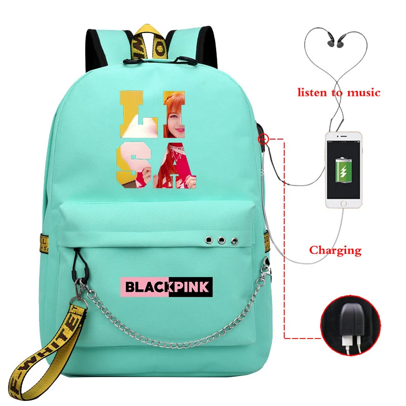 Usb Charging Girls Backpacks Bag Blackpink Backpack Girls School Backpacks Women New Pattern Laptop Bags Students Book Rucksack - Цвет: Girls Backpacks 17
