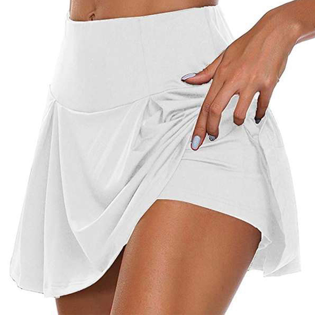 Sports Tennis Dance Fitness Quick Drying Solid Female Tennis Running Skort  Active Athletic Yoga Fitness Shorts Skirts