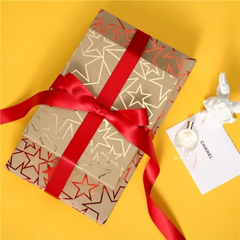 

50x70cm Quilling Paper Stars Pattern Gilding Kraft Gift Box Flower Wrapping Paper Book Cover Origami Papel Scrapbook Cardstock