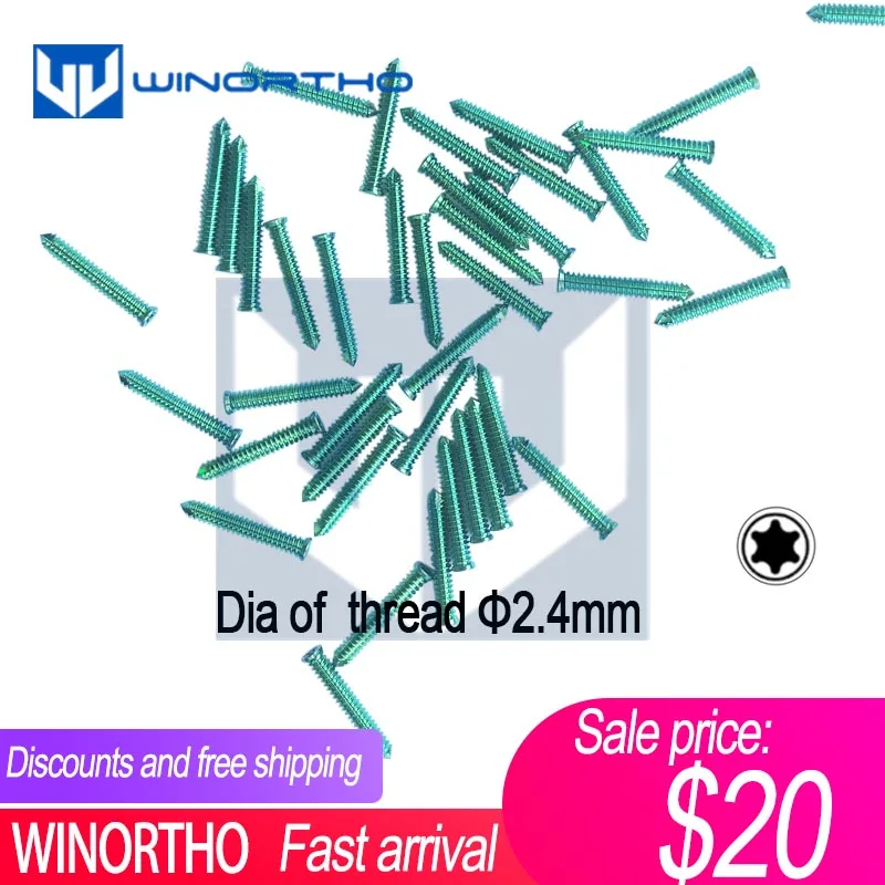 Tornillos de rosca con bloqueo de titanio de 2,4mm, solo para uso veterinario, instrumentos ortopédicos de veterinario, Estrella cortical para clínica de mascotas