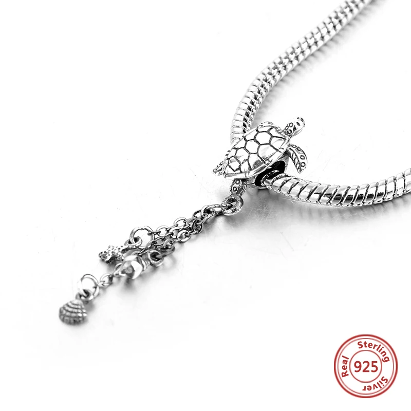 

StrollGirl 100% 925 Sterling Silver Turtle charm with Shell Snail Beads Fit Pandora Bracelet Women Fashion Jewelry Free Shipping