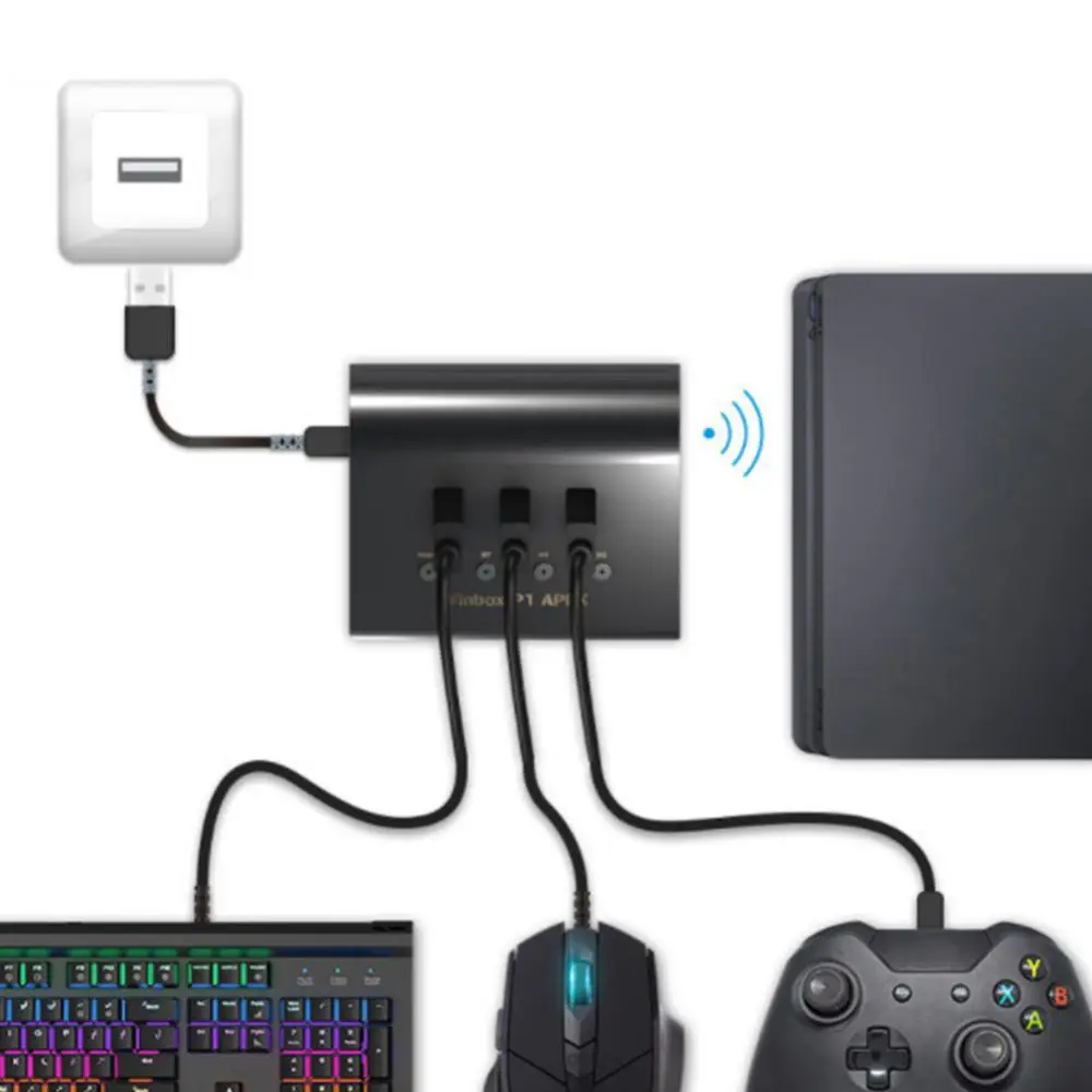 

Keyboard Mouse Gamepad Adapter 4USB Independent Switch Converter for FPS PS4 P1 Pro XBOX AoV Mobile Legend RoS Cutter