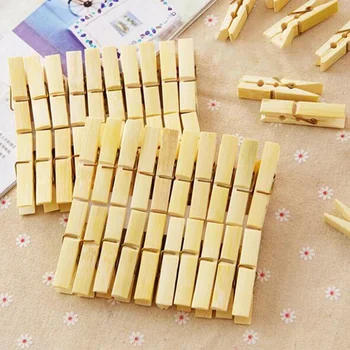 

High Quality 20pcs/pack Bamboo Wood Clothes Pegs Socks Bed Sheet Towel Wind-Proof Pins Clips Household Clothespins Multifunction