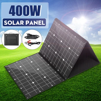 

Solar Panel 18V 400W Monocrystallinel Solar Cells Folding Package with 1.5m Cables +USB Interface DC Set for Outdoor Working