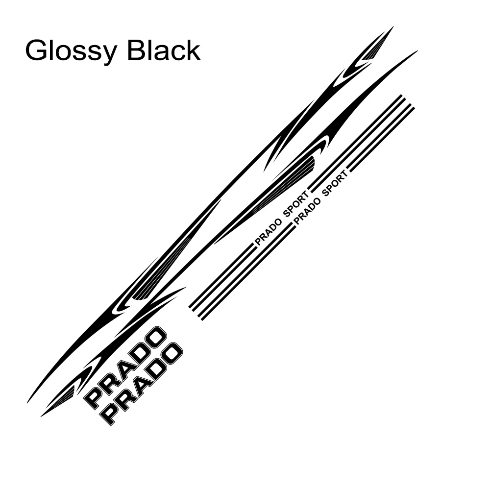 Glossy Black 2 шт. для Toyota Prado виниловые наклейки на машину, пленка для автомобильной двери, боковые наклейки для стайлинга автомобилей, для спортивных гонок, DIY, аксессуары для тюнинга автомобиля - Название цвета: Glossy Black